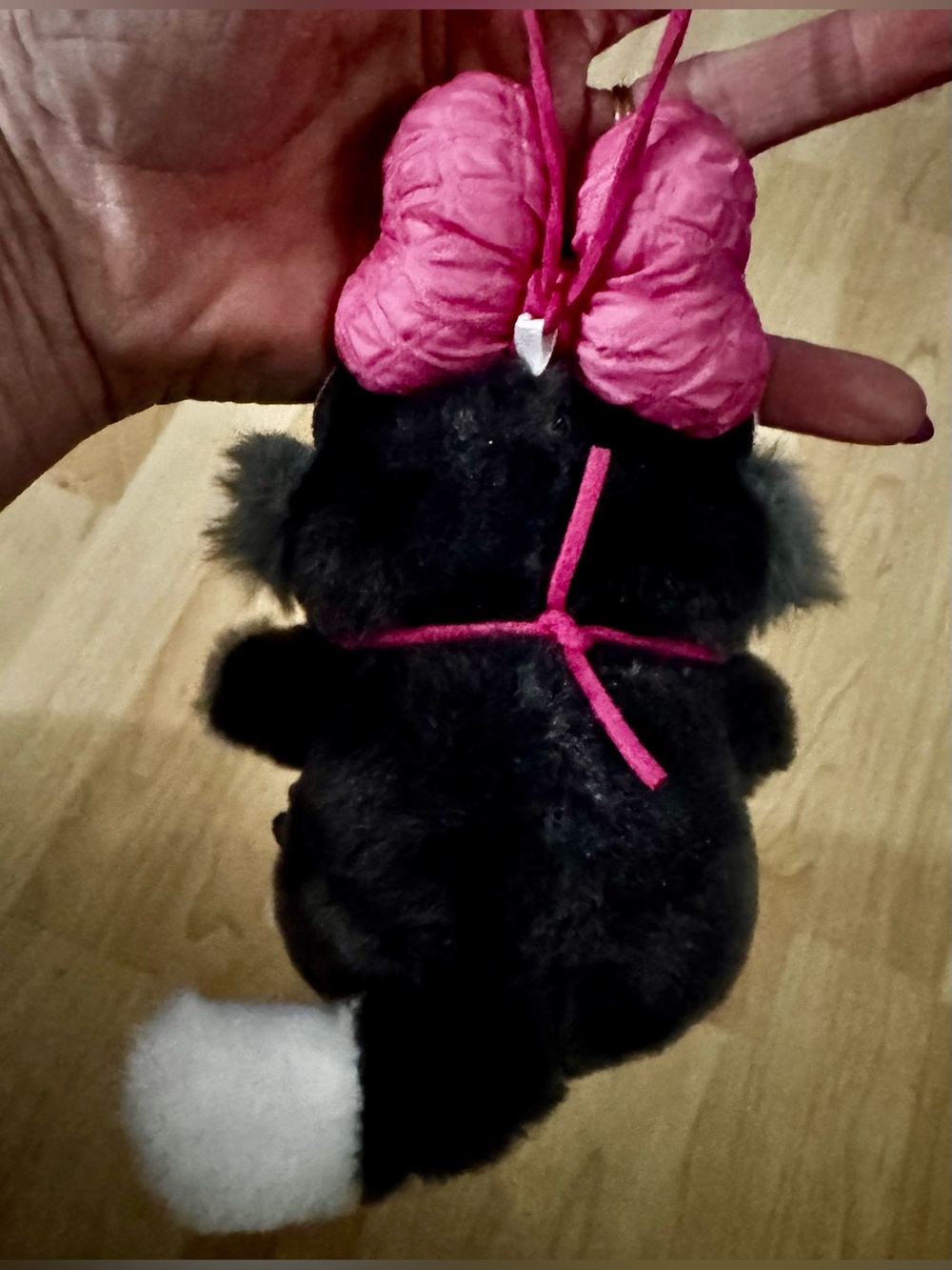 Plush Lucifer Toy with Pink Bow and Heart Tag. - Picture 4 of 6